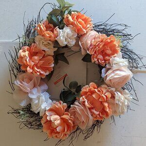 NWT $50 Rustic Floral Wreath Farmhouse Pastel Summer Home Wall Decor Ashland NEW